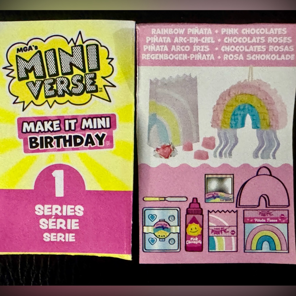 Rainbow piñata chocolates candy birthday 
Miniverse make it mini party celebrate
